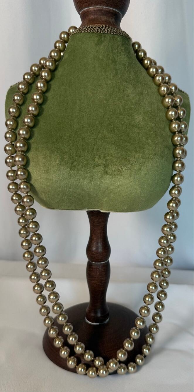 Vintage Kissaka Champagne Glass Pearl Opera Necklace – 28" Hand-Knotted Jewelry